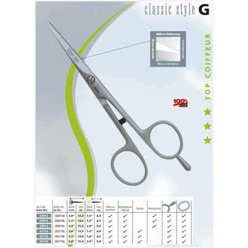 55711 Foarfeca pentru frizerie/coafura, Clasic Style, Kretzer