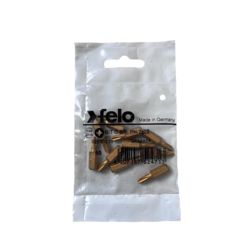 Set 10 biti Felo, seria TiN Plus Extra Slim profil Philips, C6.3, PH2, 25mm