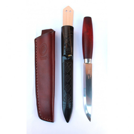 Teaca maro din piele naturala pentru cutite clasice Morakniv