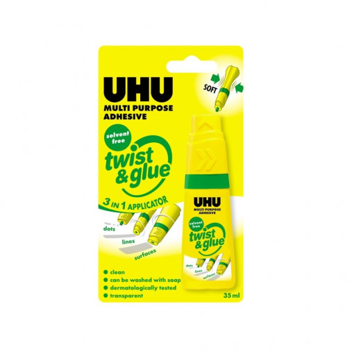 Adeziv universal UHU fara solvent, Twist&Glue 35 gr.