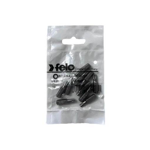 Set 10 biti Felo, seria Industrial profil Torx, C6.3, TX25, 25mm