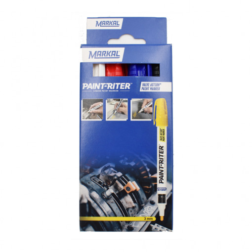 Set 4 markere Valve Action - alb, roșu, albastru și negru, Markal