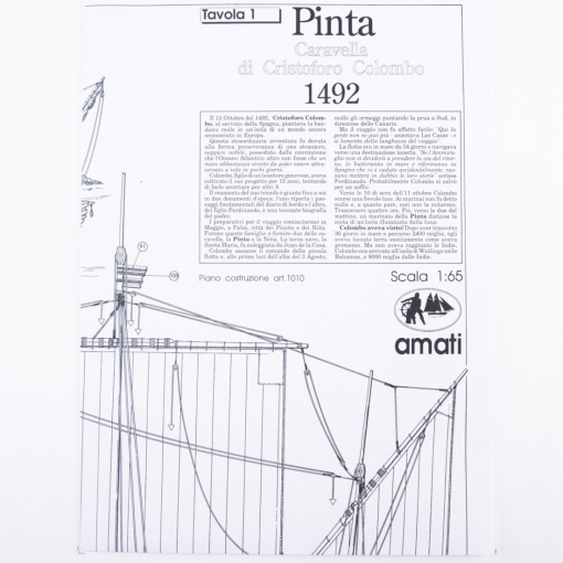 1010 Planuri constructie navomodel Amati Pinta, 1492