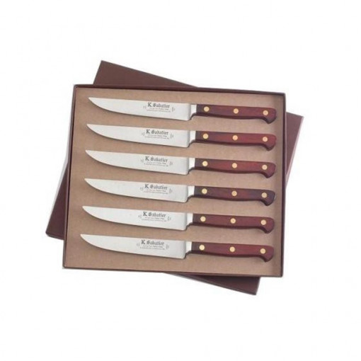 Cutie cu 6 cutite pentru friptura, lungime 13cm, Sabatier Auvergne.