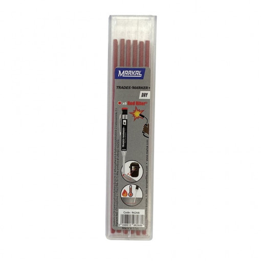 Pachet 6 mine Red-Riter reumplere creion marcaje sudura Trades-Marker® Dry, Markal