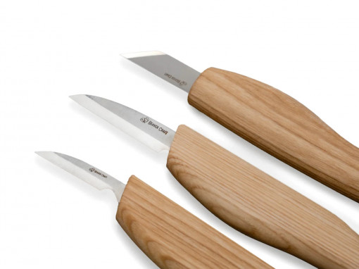 S12 Set 3 cutite sculptura/cioplit in lemn pentru incepatori, BeaverCraft