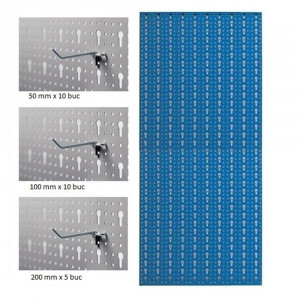 AB2 Panou profesional vertical albastru, 500x1000 mm cu set 25 carlige metalice