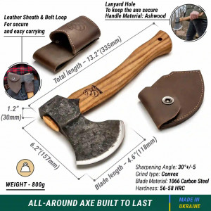 AX3 Topor de despicat / universal Woodcraft Bushcraft, BeaverCraft - Img 2