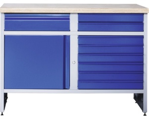Banc de lucru industrial 1180 mm cu 1 usa si 9 sertare