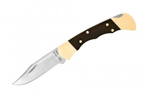 Briceag de vanatoare Buck 112 Ranger (0112BRSFG-B / 0112BRS-B), otel 420HC, alama si abanos, Lockback