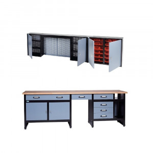 Combo banc de lucru profesional cu dulap suspendat,2400mm - Img 1