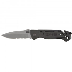 Cutit de salvare SOG Escape Bead Blasted FF24-CP, lama 9Cr18MoV, Lockback, cutter centura, spargator geam, Rescue Knife