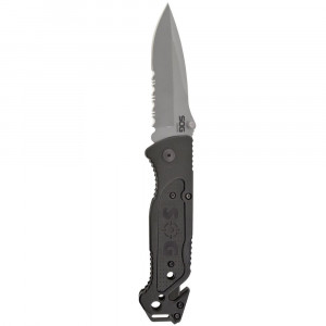 Cutit de salvare SOG Escape Bead Blasted FF24-CP, lama 9Cr18MoV, Lockback, cutter centura, spargator geam, Rescue Knife - Img 10