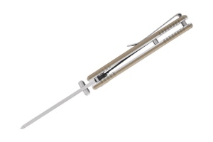 Cutit pliabil Buck 252 Trunk Tan 0252TNS-B, lama Cleaver 7.3 cm, maner G10 bej - Img 2