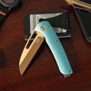 Cutit pliabil SOG Escape FL Blue, lama 8Cr13MoV, Frame Lock, maner albastru din aluminiu anodizat - Img 8