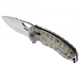 Cutit pliabil SOG Kiku XR Satin, lama CTS XHP, XR Lock, maner Micarta, design Kiku Matsuda - Img 4