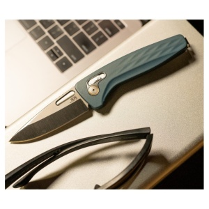 Cutit pliabil SOG One-Zero XR Smoke Gray Chrome 12-73-04-57, lama Drop Point CRYO CPM S35VN Polished, XR Lock, Flipper, maner Aluminiu Smoke Gray, EDC Premium - Img 11