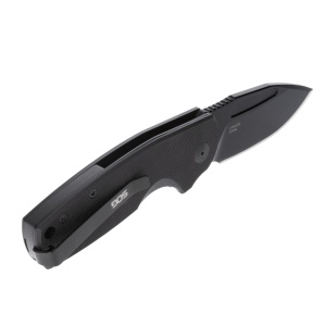 Cutit pliabil SOG Stout SJ Clip Point Blackout 16-03-02-57, lama Clip Point D2 Black TiNi, Slip Joint, Nail Nick, maner G10 Black, EDC
