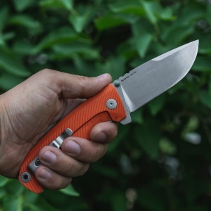 Cutit pliabil SOG Tellus FLK Blaze Orange 14-06-03-43, lama Drop Point CRYO 440 Stonewashed, Frame Lock, deschidere Flipper, maner GRN Blaze Orange, EDC Outdoor - Img 11
