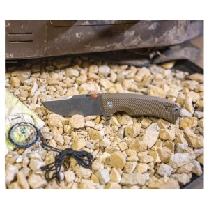 Cutit pliabil SOG Tellus FLK FDE 14-06-08-43, lama Drop Point CRYO 440 Stonewashed, Frame Lock, deschidere Flipper, maner GRN Flat Dark Earth, EDC Outdoor - Img 11