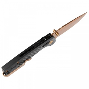 Cutit pliabil SOG Terminus XR LTE Carbon Rose Gold TM1043-BX, lama Drop Point CPM S35VN TiNi Rose Gold, XR Lock, Flipper, maner Carbon Fiber, EDC Premium - Img 5