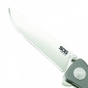 Cutit pliabil SOG Twitch II Satin Aluminum TWI8-CP, lama Drop Point AUS-8 Satin, deschidere asistata S.A.T., Lockback, maner din aluminiu anodizat, EDC Premium - Img 8