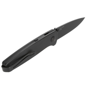 Cutit pliabil SOG Twitch III Black 11-15-01-43, lama Clip Point 154CM Black TiNi, deschidere asistata S.A.T., Lockback, maner aluminiu negru, EDC Premium