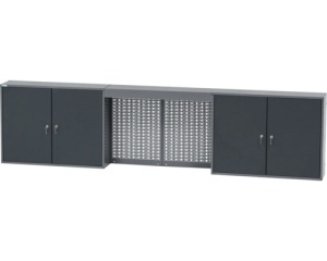 Dulap suspendat 2400x600x190 mm, cu 4 usi, 4 polite, 36 casete si panou perforat