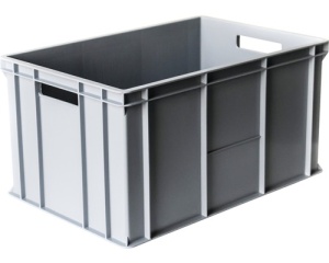 Ladă depozitare din plastic etanșă Wibo Eurobox 600x400x320 mm gri, cu mânere - Img 2