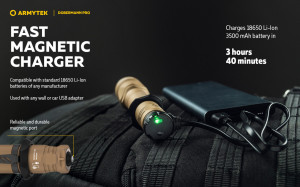 Lanterna tactica Armytek Dobermann Pro Magnet USB Sand Warm 1400 lm cu acumulator inclus - Img 15