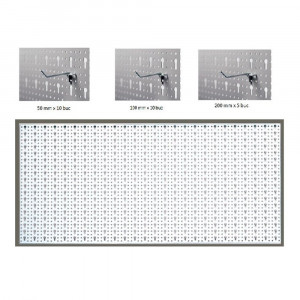 Panou perforat orizontal de 1000x500mm alb cu set 30 carlige