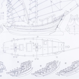 Planuri constructie navomodel, Sampang, Scara 1:60, Lungime: 340mm, Amati Italia - Img 3