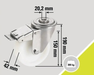 Rola pivotanta din poliamida 150 x 40 mm, 300 kg - Img 2