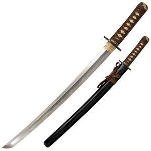 Sabie japoneza Cold Steel Mizutori (Crane) Wakizashi CS-88CKW, lama din otel carbon 1095, teaca din lemn lacuit