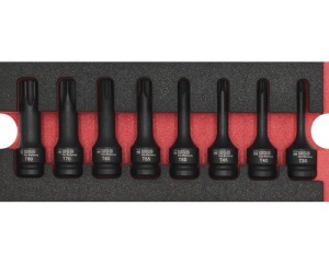 Set capete chei tubulare torx 1/2" WGB 268x38x114 mm, inserție pentru sertare, 8 piese