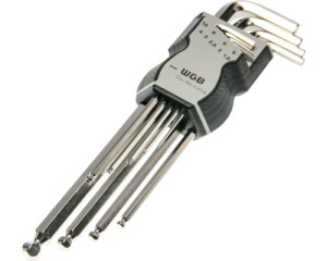 Set chei hexagonale cu cap sferic WGB 1,5-10 mm, 9 piese, crom-vanadiu