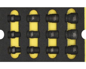 Set chei tubulare cu impact 1/2" WGB 268x38x171 mm, inserție pentru sertare, 12 piese