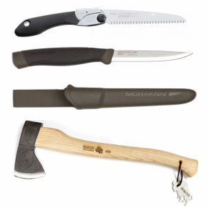 Set Cuțit Companion, Heavy Duty MG, Fierastrau Silky Pocketboy 170mm cu 10dinti, 30mm + Bison 800g