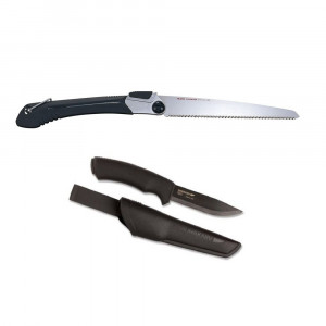 Set cutit, Morakniv Bushcraft negru si fierastrau Tajima