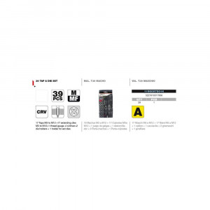 Set tarozi si filiere M3-M12 cu accesorii 39 piese TIVOLY - Img 2