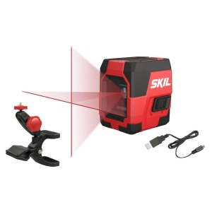 SKIL 1910 AA Nivela laser cu linie în cruce, lumina rosie, raza actiune 15m, prindere trepied 1/4, Accu Li-Ion, include incarcator micro USB si clema de prindere - Img 2