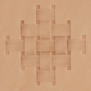 Stanta de embosare din alama, model impletitura lattice cu linii (Lined Lattice Weave) - Tandy Leather 8900-44 - Img 2