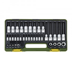 Trusa speciala pentru suruburi TORX si HEX Proxxon 23290, patrat 1/4" si 1/2", cutie din plastic