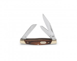 Briceag de buzunar Buck Knives 0373BRS-B Trio cu 3 lame, maner din lemn