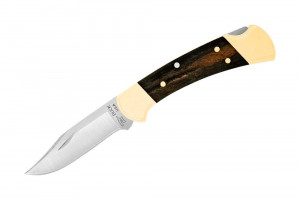 Briceag de vanatoare Buck 112 Ranger (0112BRSFG-B / 0112BRS-B), otel 420HC, alama si abanos, Lockback - Img 2