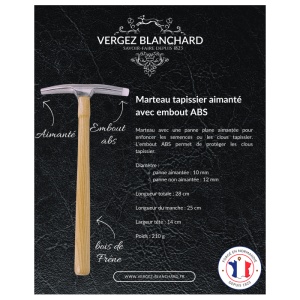 Ciocan magnetic pentru tapiterie Vergez Blanchard cu cap ABS 10 mm - Img 3