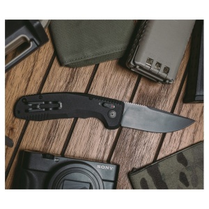 Cutit automat SOG TAC AU Straight 15-38-01-57, lama Drop Point Cryo D2, AU-XR Lock, maner din aluminiu, Tactical Automatic Knife - Img 12