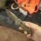 Cutit pliabil SOG Hidaka XR 3V Satin 12-27-09-57, lama Modified Tanto CPM 3V Satin, XR Lock, deschidere Flipper, maner Micarta Verde, EDC Outdoor - Img 10