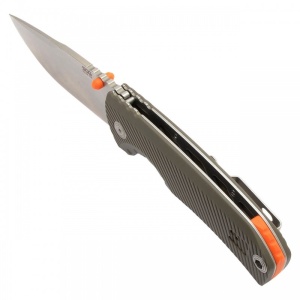 Cutit pliabil SOG Tellus FLK FDE 14-06-08-43, lama Drop Point CRYO 440 Stonewashed, Frame Lock, deschidere Flipper, maner GRN Flat Dark Earth, EDC Outdoor - Img 2