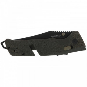 Cutit pliabil SOG Trident AT Olive Drab 11-12-03-41, lama Drop Point CRYO D2 Black TiNi, deschidere asistata S.A.T., AT-XR Lock, taietor de centura, spargator de geam, maner GRN Olive Drab - Img 2